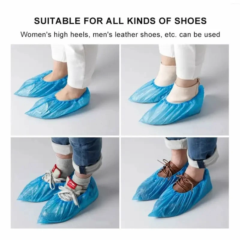 100/200/300PCS disposable waterproof shoe cover plastic non-slip foot cover indoor PE padded shoe cover