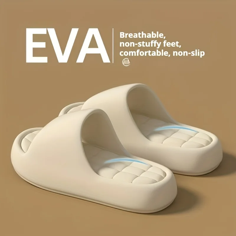 Men Cloud Slippers EVA Thick Platform Slides Soft Pillow Feel Non Slip Indoor Home Sandals Summer Outdoor Beach Shower Slides