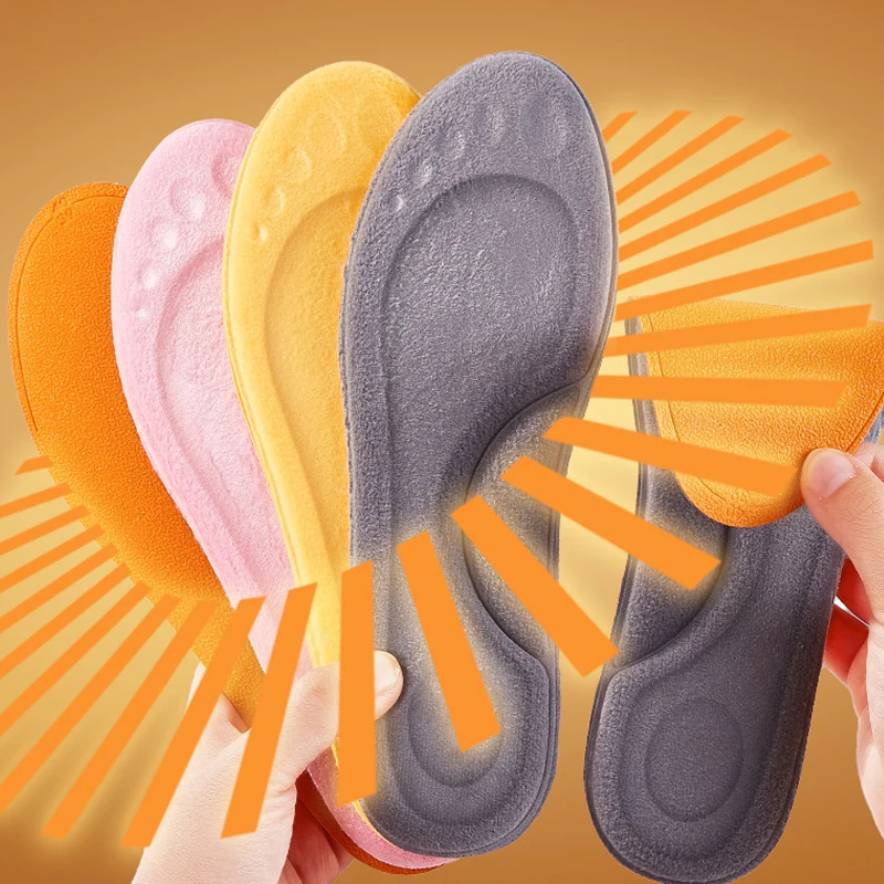 4D Massage Warm Pile Shoes Insoles Super Soft Latex Sports Insole for Feet Running Basket Shoe Sole Arch Support Orthopedic