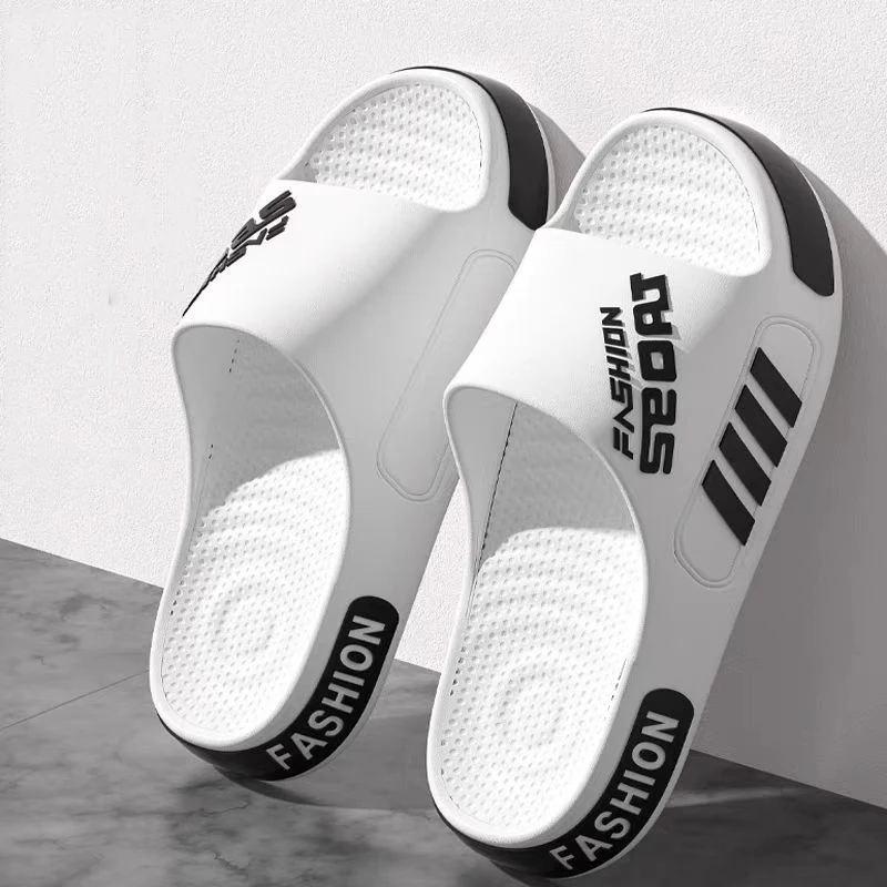 Big Size 36-47 Men Slippers Summer Flat Sole Home Slippers For Women Man Open Toe Trend Slides Couple Light Beach Shoes Sandals