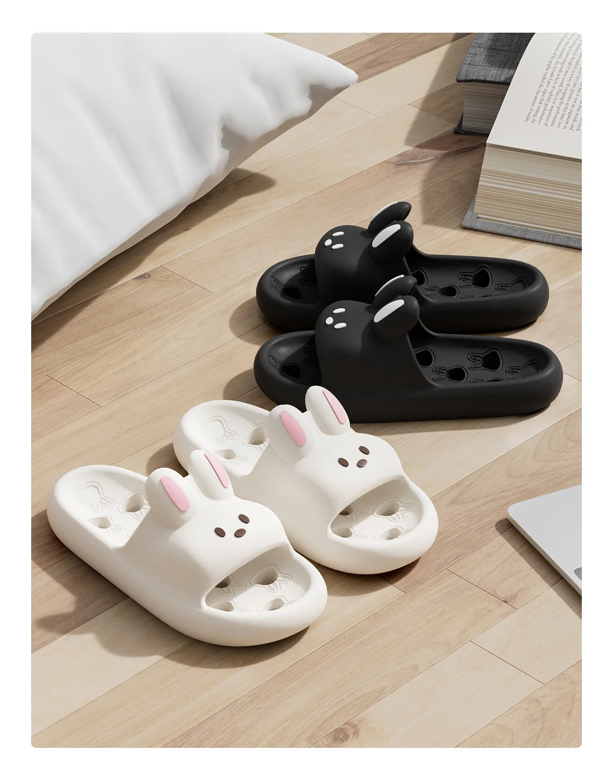 Cartoon Women Bathroom Slippers Cute Non-Slip Leaky Sandals Fashion Thick Bottom Slides Home Men Quick Drying Flip Flops