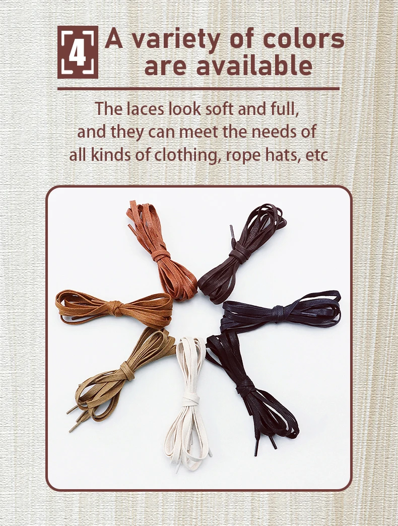 Flat Waxed Cotton Shoelaces Leather Waterproof Casual Shoe Laces Unisex Boots Shoelace Length 60/80/100/120/140/160/180CM Laces