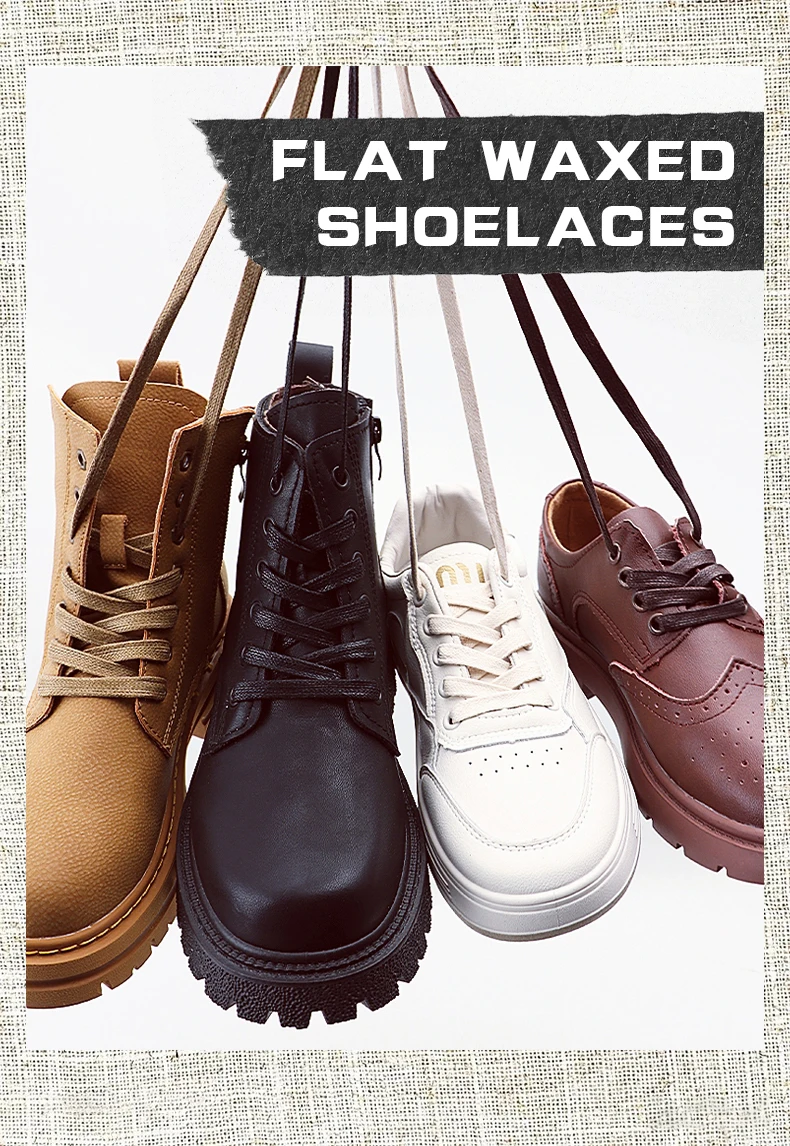 Flat Waxed Cotton Shoelaces Leather Waterproof Casual Shoe Laces Unisex Boots Shoelace Length 60/80/100/120/140/160/180CM Laces