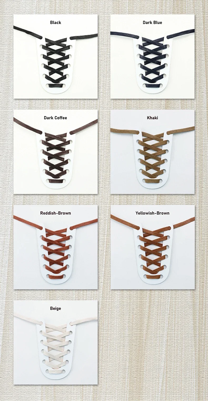 Flat Waxed Cotton Shoelaces Leather Waterproof Casual Shoe Laces Unisex Boots Shoelace Length 60/80/100/120/140/160/180CM Laces