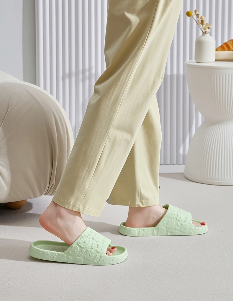 Couple Printting Cute Bear Women Slippers Summer Indoor Soft Cartoon Sandals Bathroom Anti-slip Outdoor Comfy Men Leisure Shoes