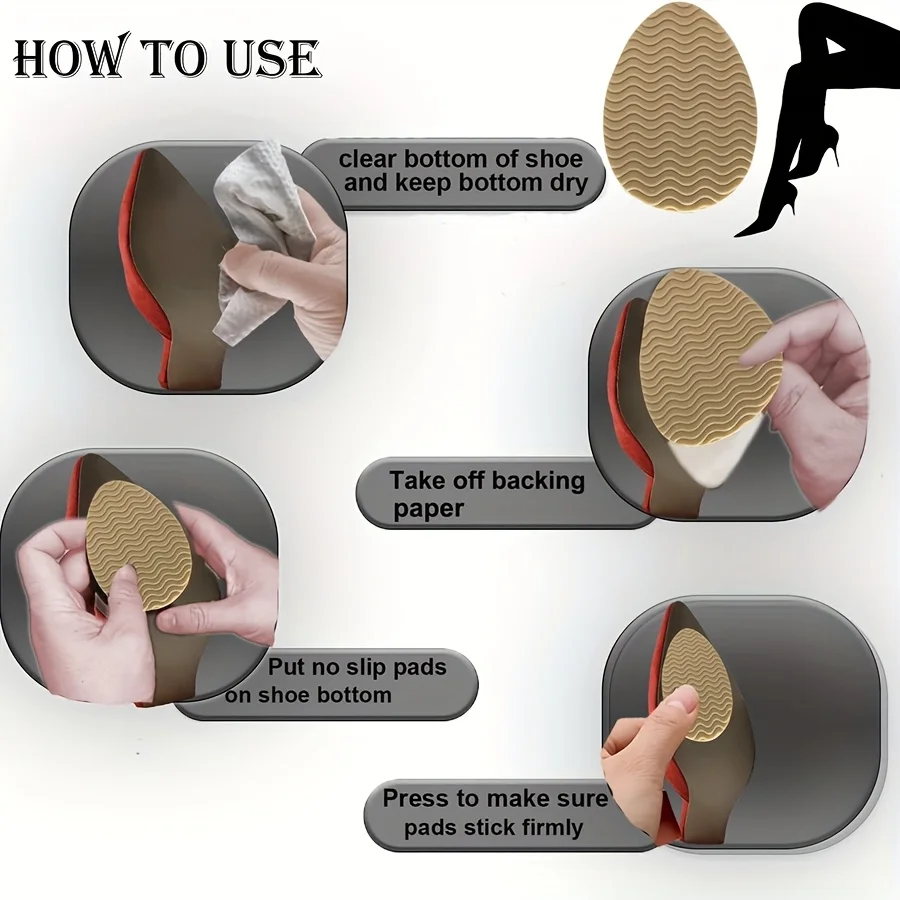4 Pieces of Anti Slip Rubber Shoe Sole Pads - Can Enhance Stability, Noise Reduction, and Protect Shoe Insoles