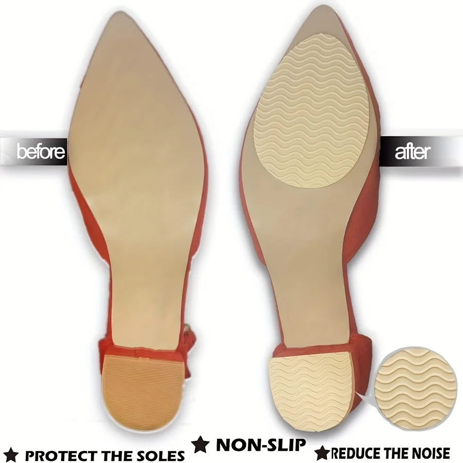 4 Pieces of Anti Slip Rubber Shoe Sole Pads - Can Enhance Stability, Noise Reduction, and Protect Shoe Insoles