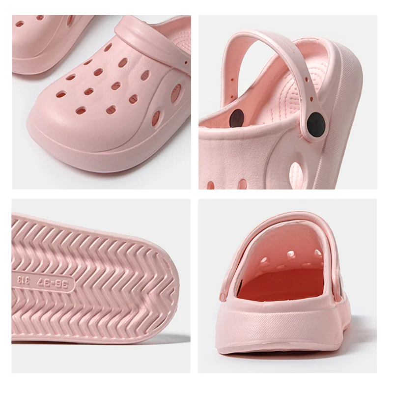 Summer Hollow Out Closed Toe Non-slip Slippers Soft Bottom Clogs Sandals Women Men Lightweight Outdoor Thick-soled Garden Shoes