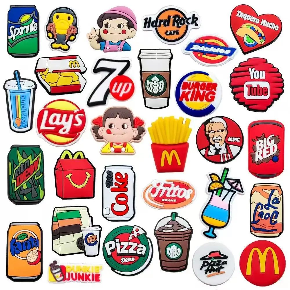 Hot Toys Beverage Series 12-100pcs Shoe Charms For Sandals,Shoe Decoration Accessories Shoe Pins Great Gift For Men Women