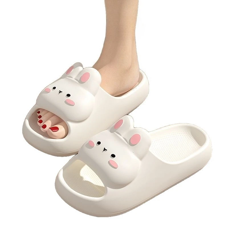 Women's Summer Sandals and Slippers Home Cute Rabbit Style Bathroom Non-Slip Feeling EVA Thick Slippers
