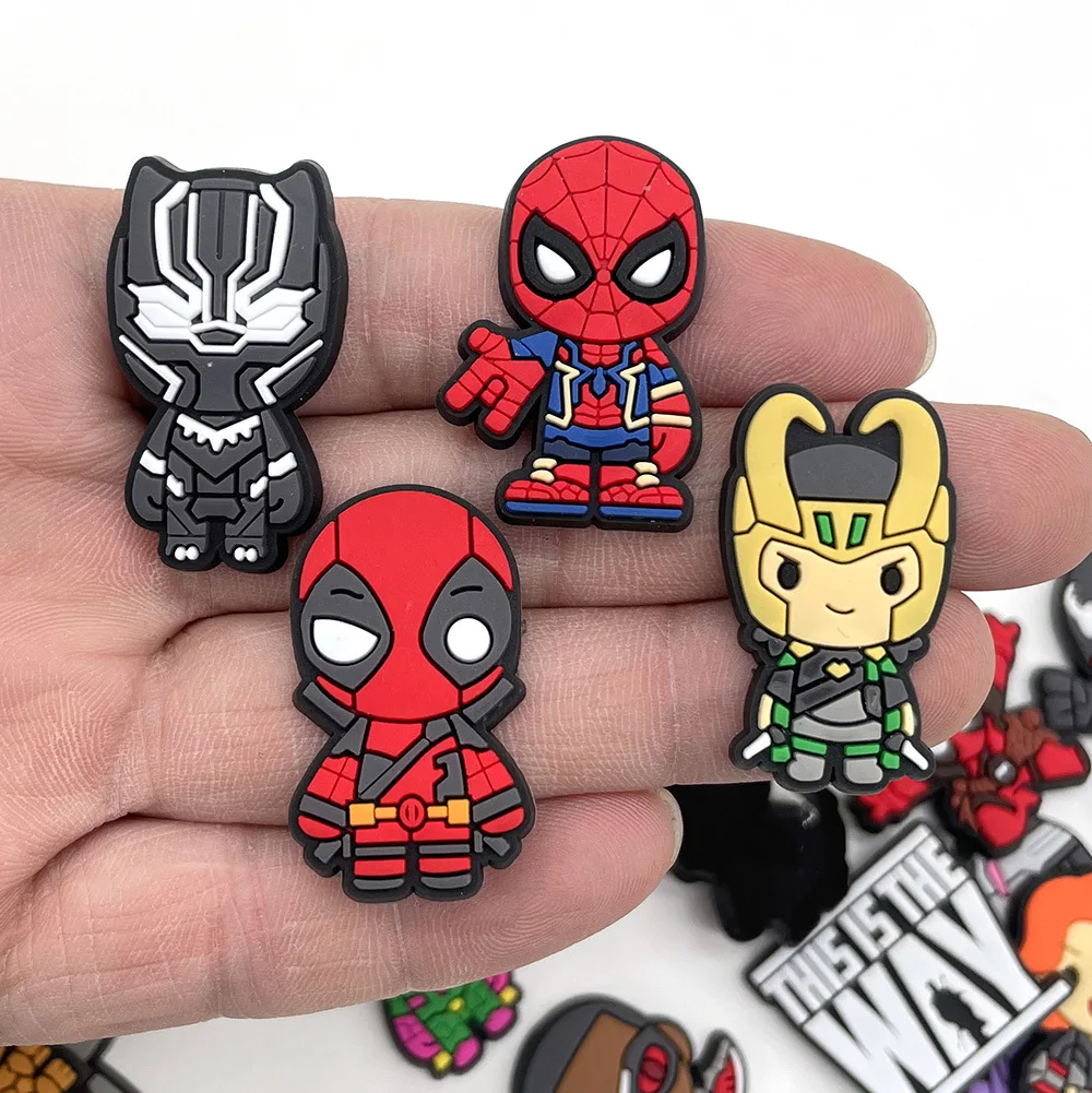 Mesuca Marvel Super Hero PVC Shoe Charms Spider Iron Man Hulk Captain America Clog Shoe DIY Decor Accessories Gift