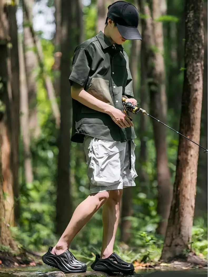 Men's Hollow Shoes, Men's Outer Shoes, Men's Breathable Wading Shoes, Men's Outdoor Hiking Beach Shoes, Men's Sandals