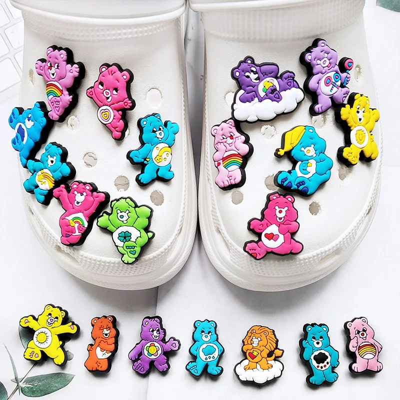 5-100PCS Rainbow Bear Shoes Charms DIY PVC Shoe Bag Wrist Strap Accessories For Wristband Pendant Decoration Kids Party Gifts