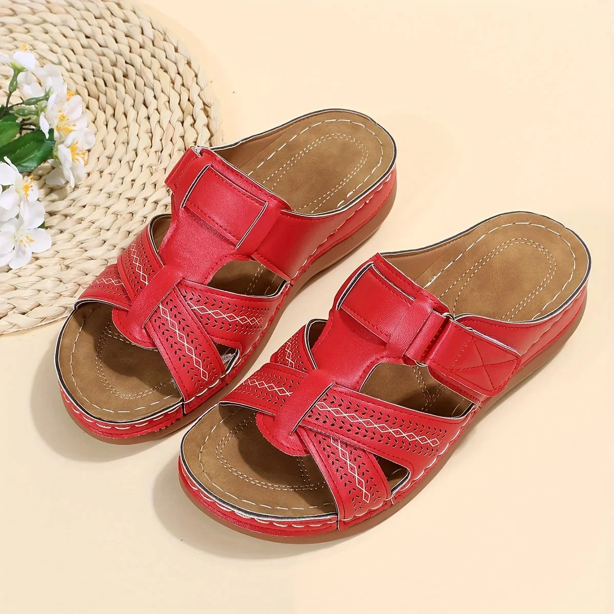 2026 Summer Women Wedge Sandals Premium Orthopedic Open Toe Sandals Vintage Anti-Slip Leather Casual Female Platform Retro Shoes