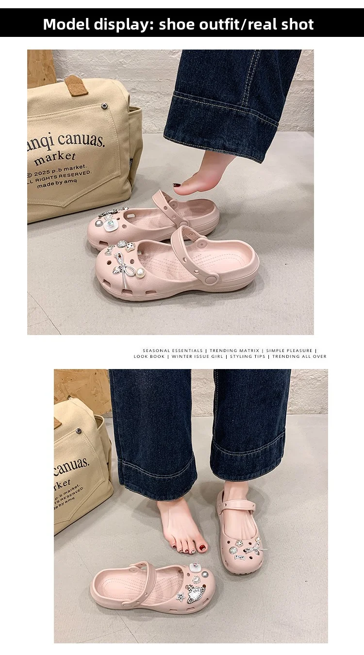 A Pair of Women's Wear-Resistant Summer Non-Slip Clogs, New Sports Beach Shoes for Outdoor Wear, Thick-Soled, Comfortable and Simple Women's Shoes