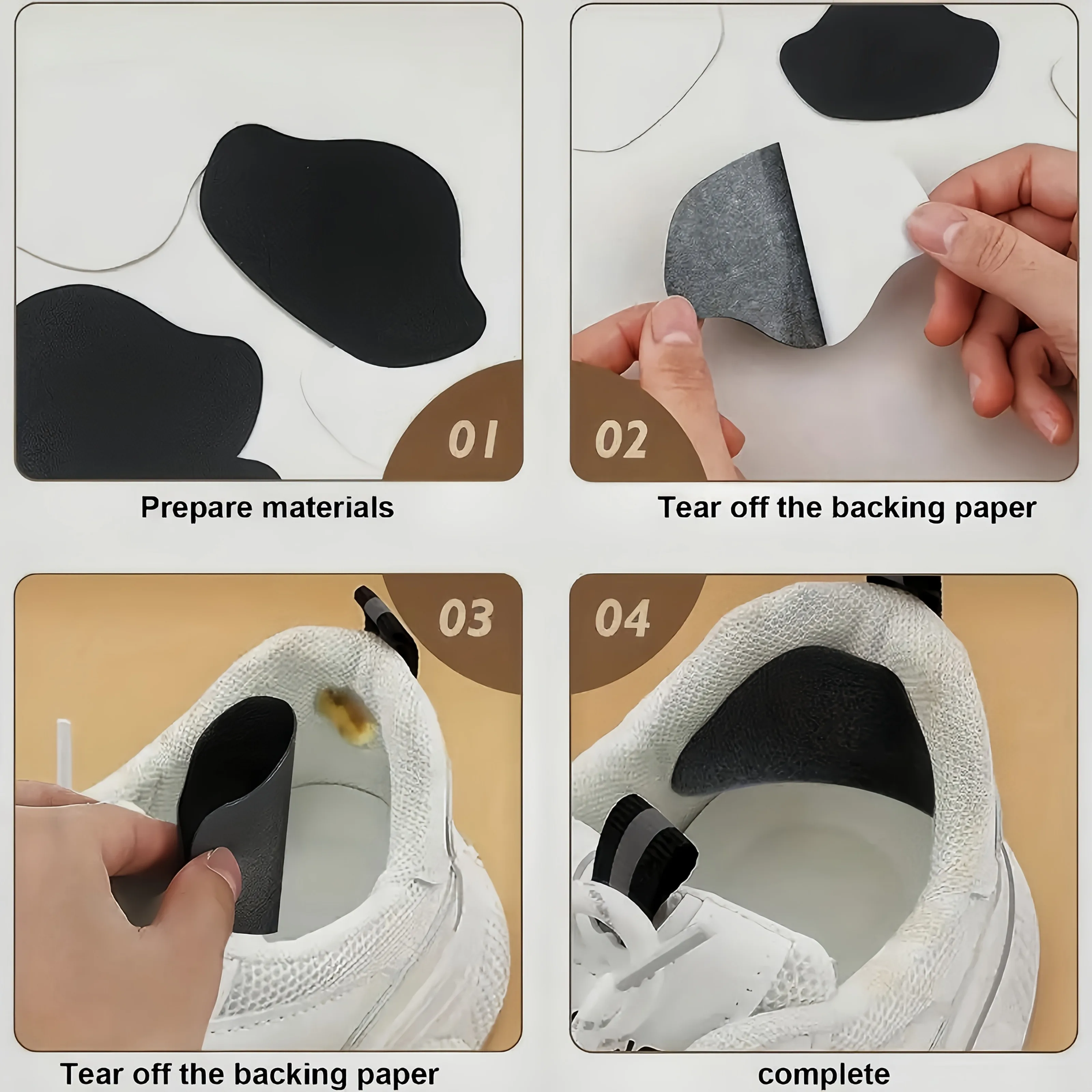 6Pcs Sneaker Heel Repair Patches Wear-Resistant Shoe Heel Protector Stickers to Mend Worn Holes for Sneakers Leather Shoes