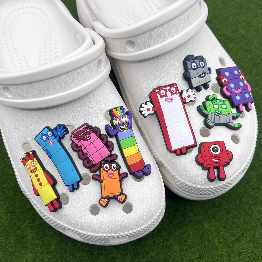10/50pcs Block Creative Building Blocks Shoe Charms Shoes Accessories Decoration Buckle for Bubble Slides Clog Sandals Crocs