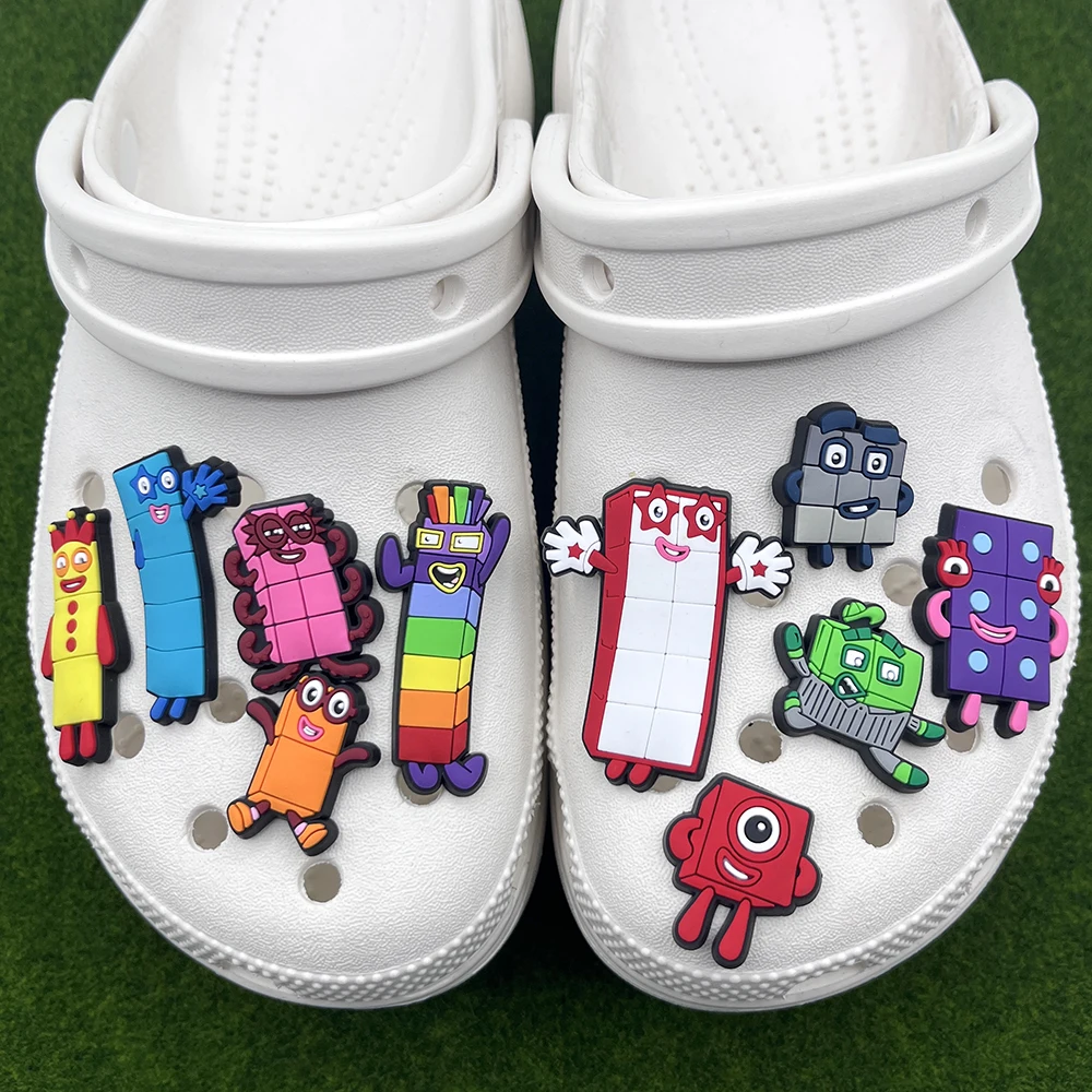 10/50pcs Block Creative Building Blocks Shoe Charms Shoes Accessories Decoration Buckle for Bubble Slides Clog Sandals Crocs