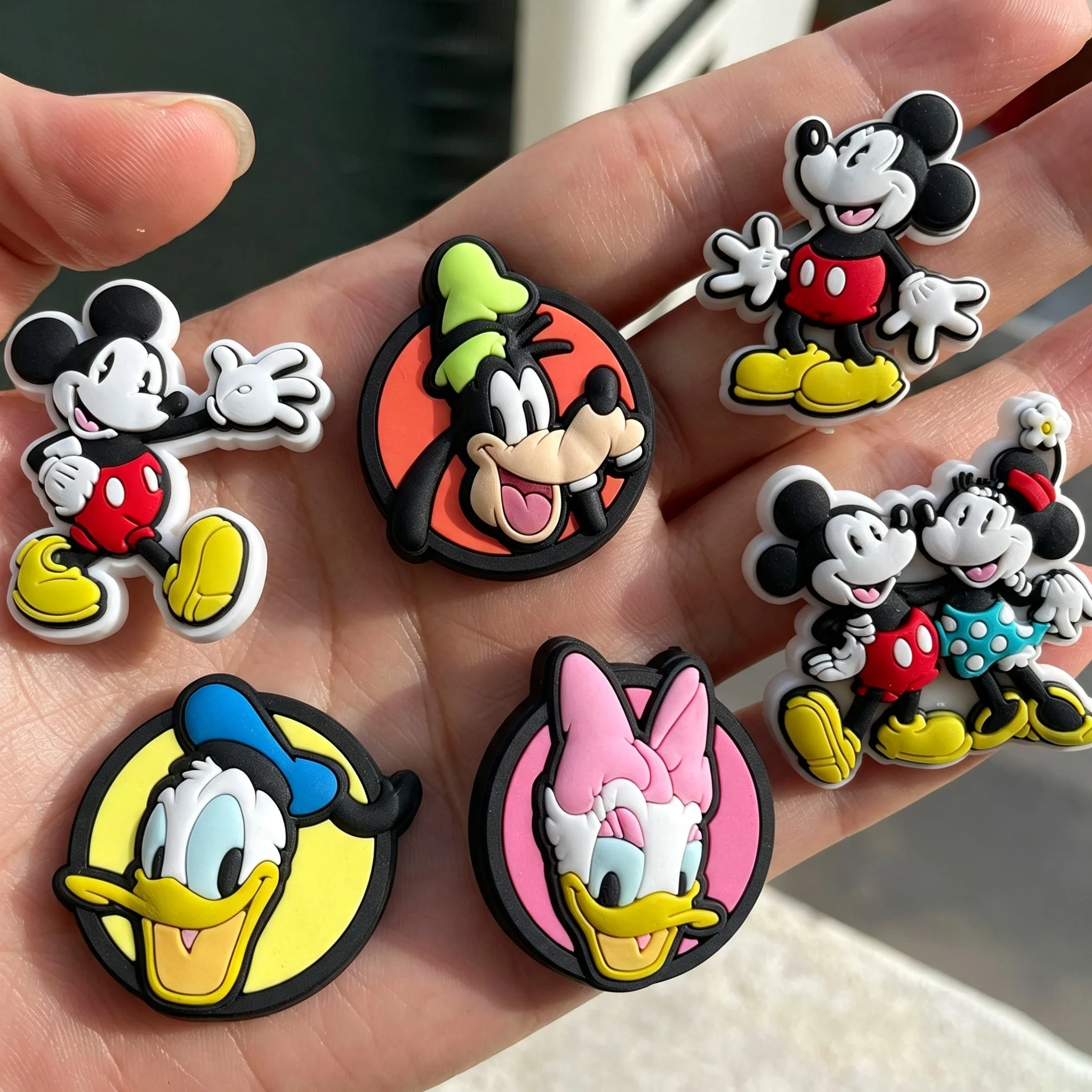 5/8/14Pcs Set Thickened Hi-Q Cute Mickey Minnie Soft PVC Shoe Charms For Slides Sandals DIY Custom Accessories Shoe Hole Decor