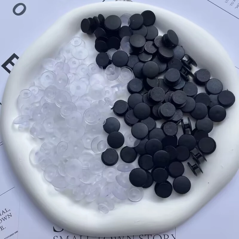 100/200/500PCS Clear & Black Clogs Button Replacement Plastic Shoe Charms Backs Clog Buttons for Sandals DIY Shoe Accessories