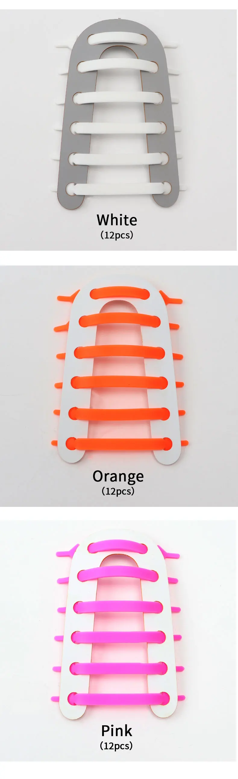 12pcs/lot Silicone Shoelaces No Tie Elastic Shoe Laces Special Shoestrings for Kid/Adult Lacing Rubber Sneakers Shoe Lace