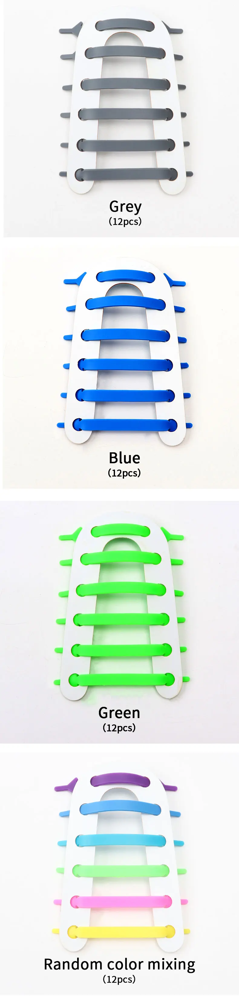 12pcs/lot Silicone Shoelaces No Tie Elastic Shoe Laces Special Shoestrings for Kid/Adult Lacing Rubber Sneakers Shoe Lace