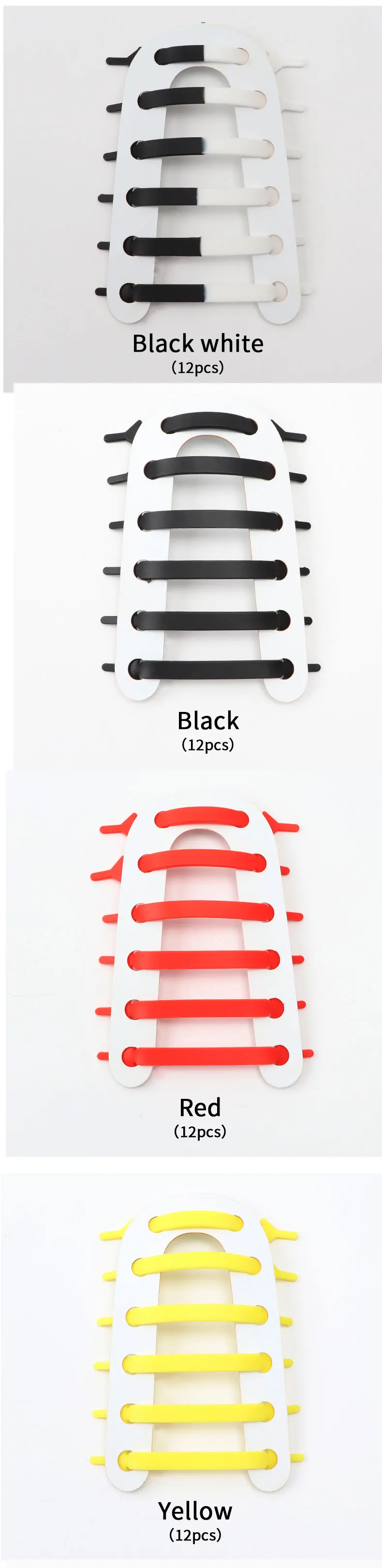 12pcs/lot Silicone Shoelaces No Tie Elastic Shoe Laces Special Shoestrings for Kid/Adult Lacing Rubber Sneakers Shoe Lace