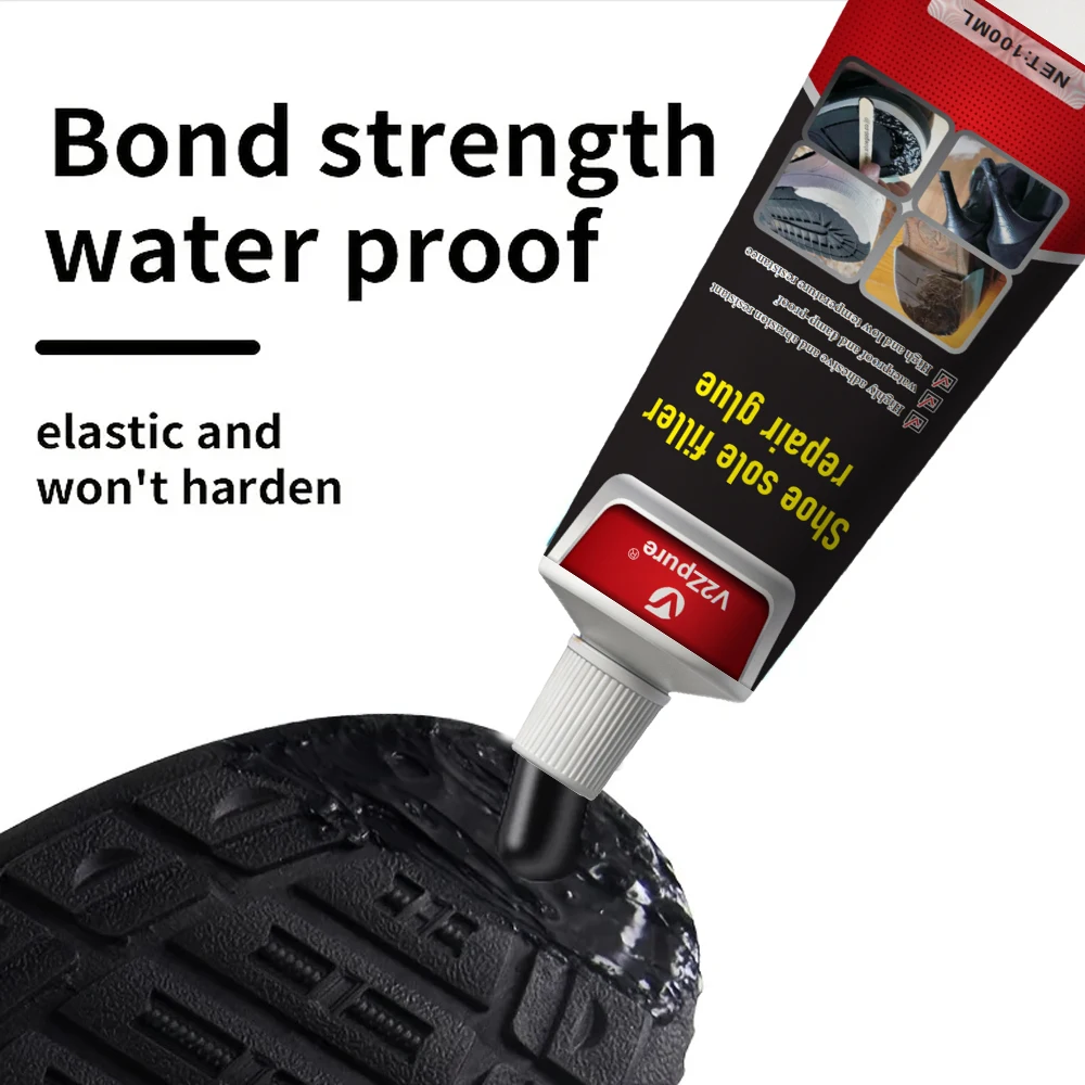 Waterproof Shoe Sole Repair Glue Super Strong - Durable Sealant for Crack Filling, Black Repair Paste for Rubber Materials