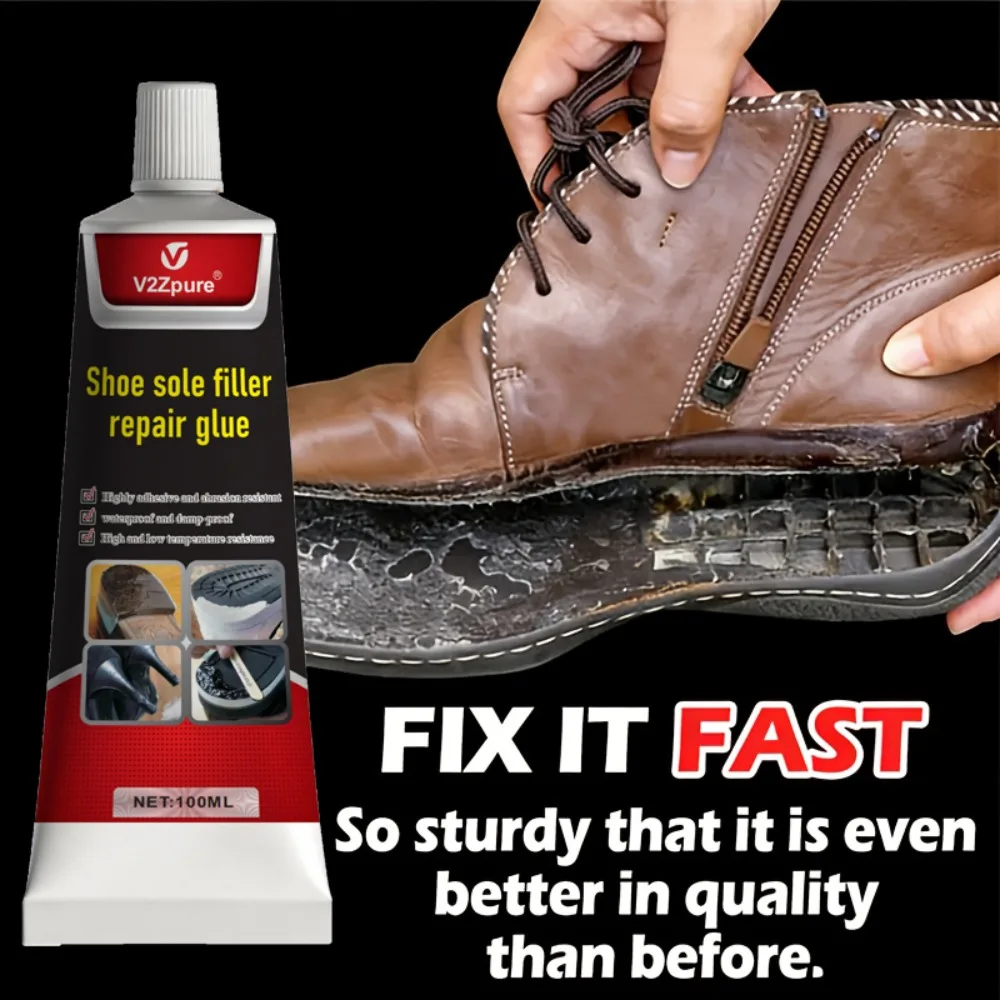 Waterproof Shoe Sole Repair Glue Super Strong - Durable Sealant for Crack Filling, Black Repair Paste for Rubber Materials