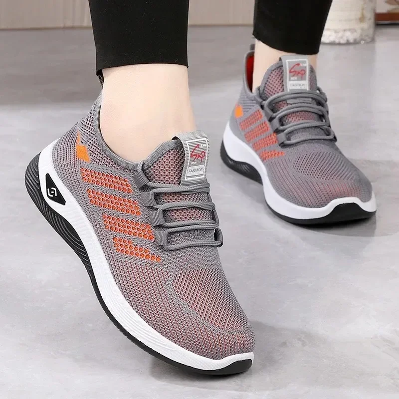 Women's mesh low cut running student shoes fashion shoes new knitted sports shoes spring and autumn soft soled casual shoes