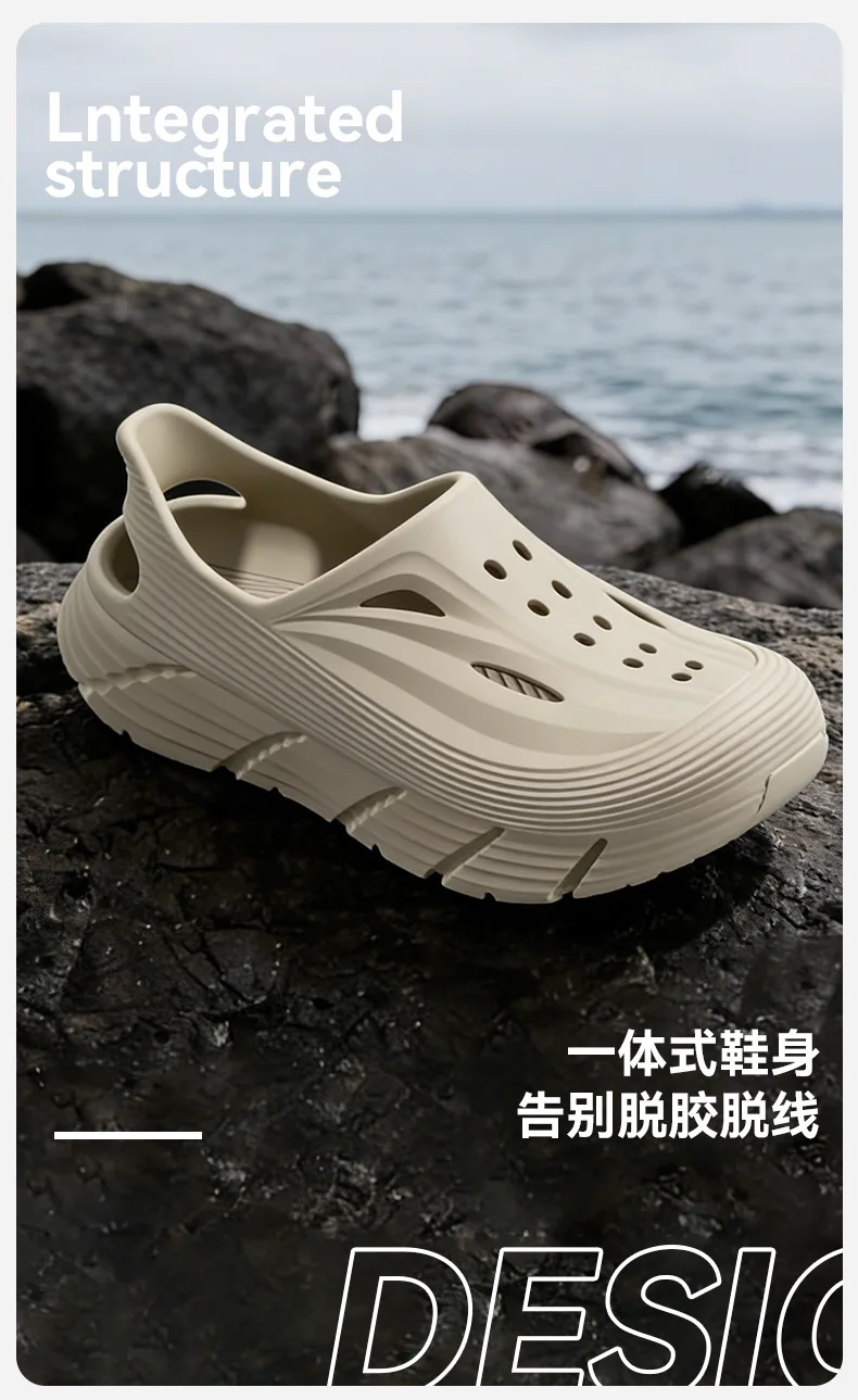 Non-slip hole shoes men's summer 2026 new deodorant stepping on shit feeling outdoor sports eva wear cool slippers men