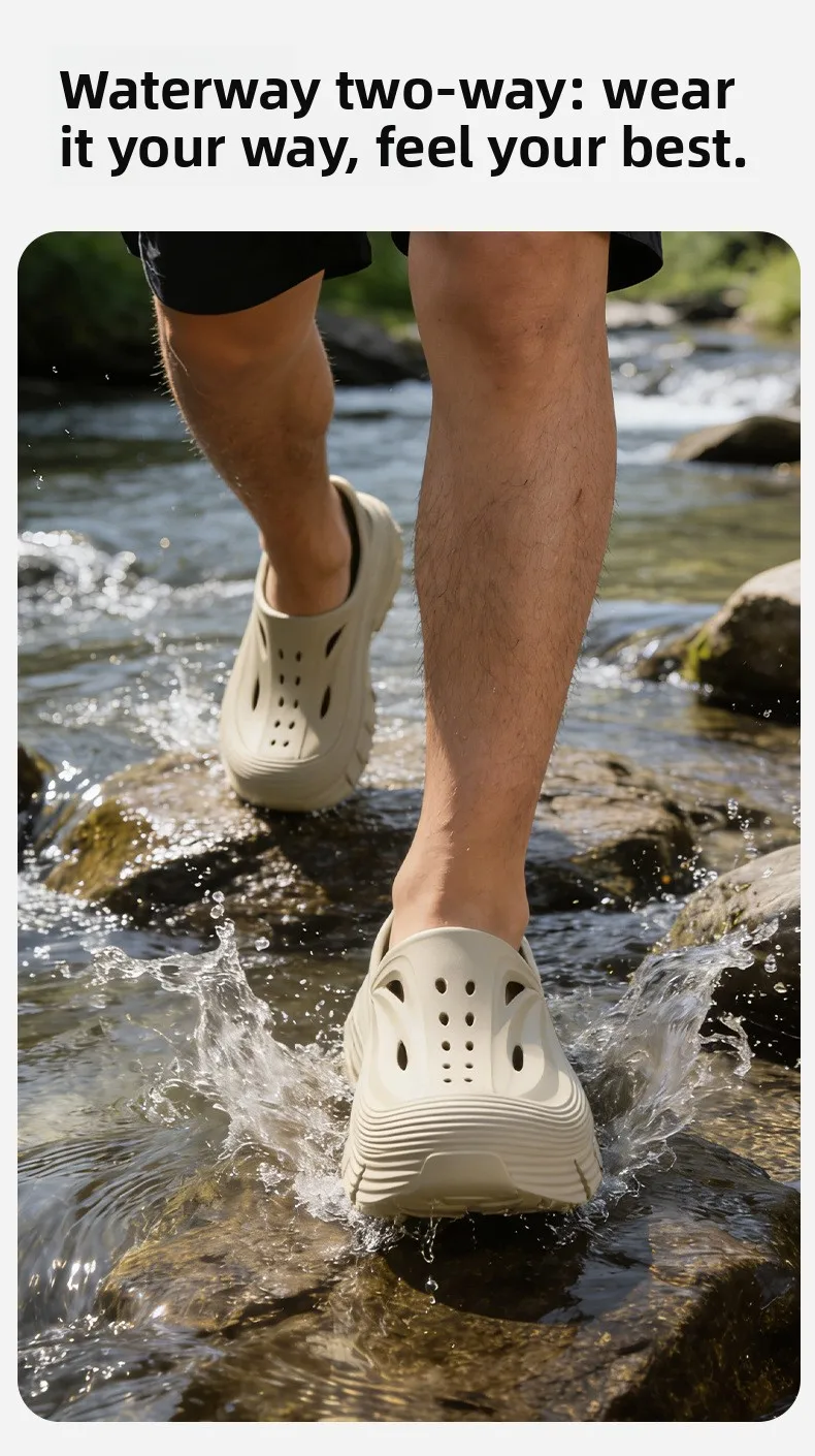 Non-slip hole shoes men's summer 2026 new deodorant stepping on shit feeling outdoor sports eva wear cool slippers men