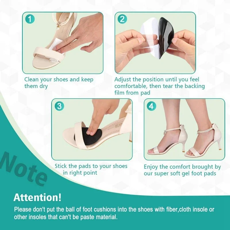 Metatarsal Pads Women Forefoot Pads Stop Feet From Sliding Forward High Heel Comfort Cushion Inserts Non-Slip Resuse Washable