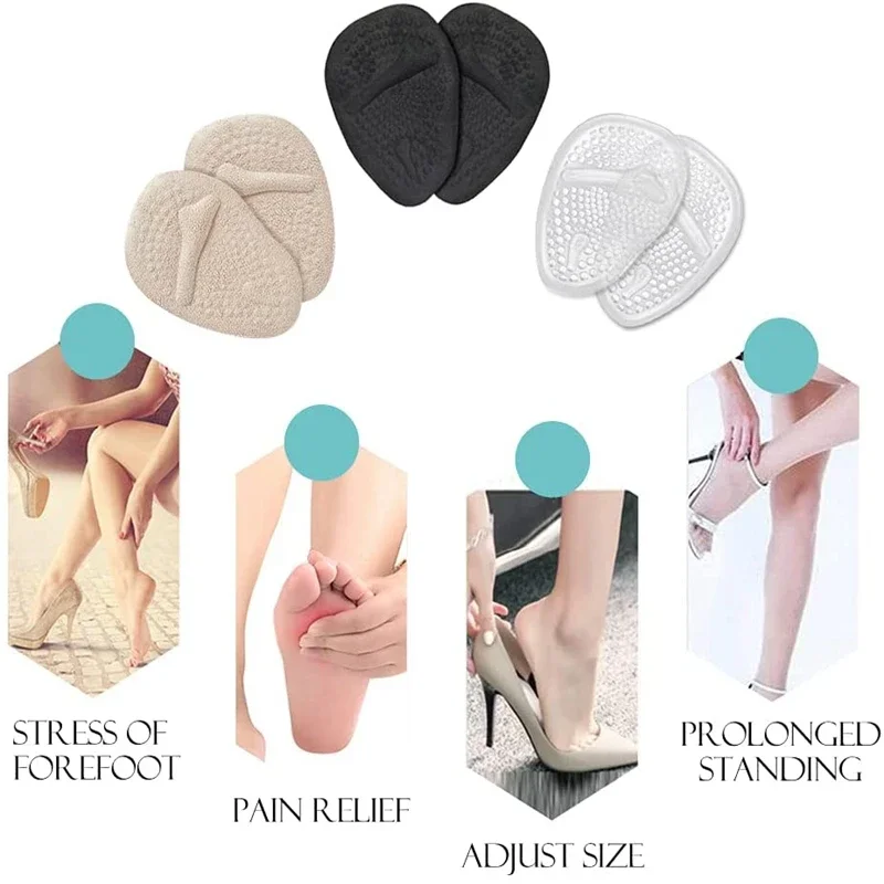Metatarsal Pads Women Forefoot Pads Stop Feet From Sliding Forward High Heel Comfort Cushion Inserts Non-Slip Resuse Washable
