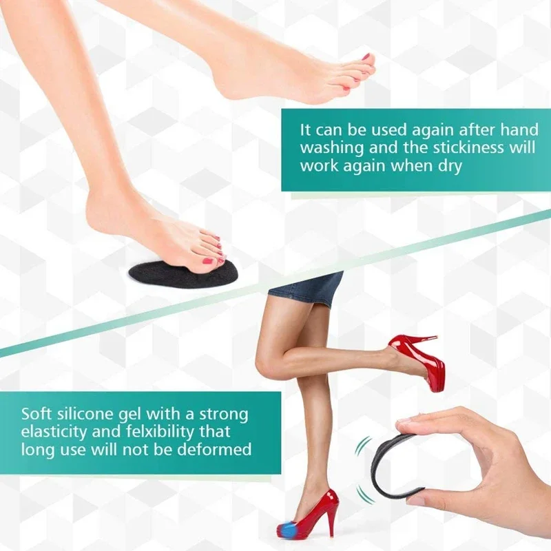 Metatarsal Pads Women Forefoot Pads Stop Feet From Sliding Forward High Heel Comfort Cushion Inserts Non-Slip Resuse Washable