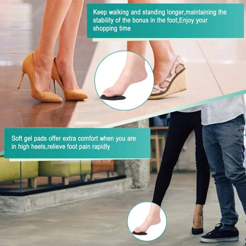 Metatarsal Pads Women Forefoot Pads Stop Feet From Sliding Forward High Heel Comfort Cushion Inserts Non-Slip Resuse Washable