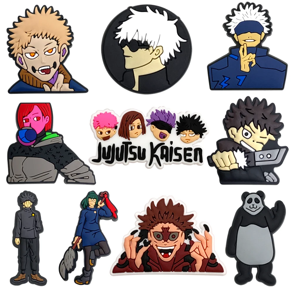 10pcs Jujutsu Kaisen Cartoon Anime Shoe Charms Cool Boy Design for Clogs Sandals Decorative Accessories Perfect Friend Gift