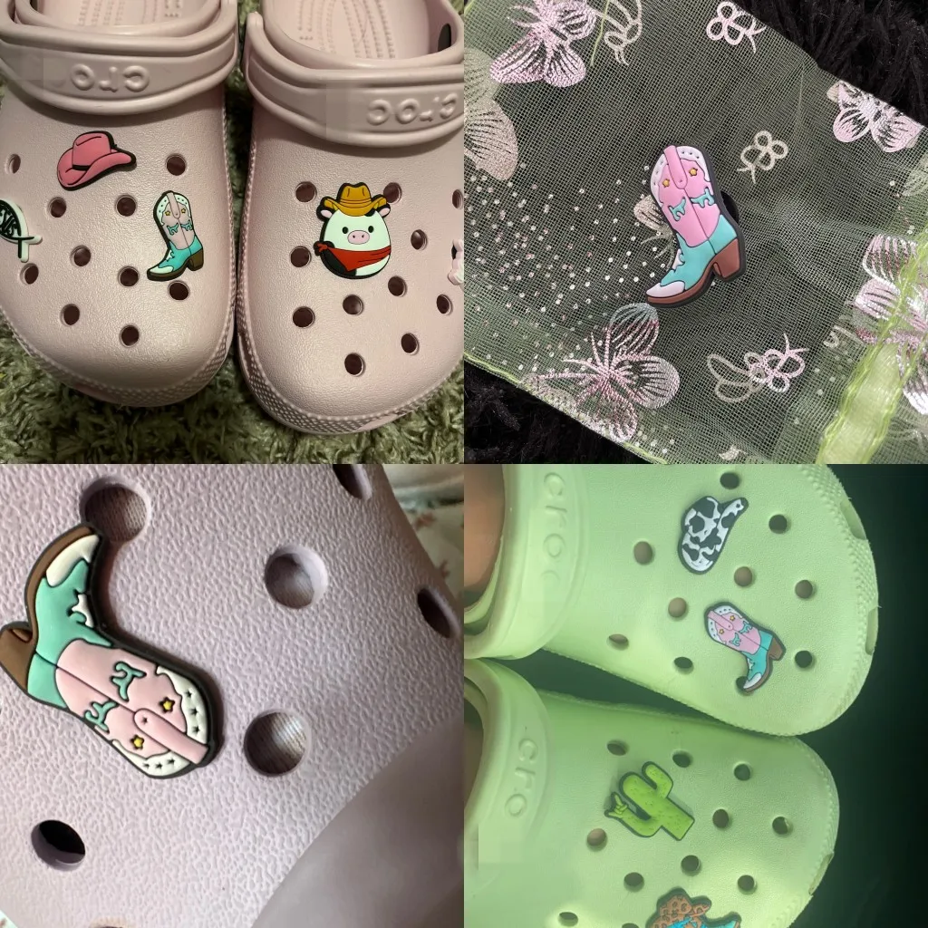 1/11pcs Cowboy Cowgirls Style Shoe Charms for Women Girls, Cactus Shoe Charms Decorations Accessories Pins for Kids,Clog Buckles