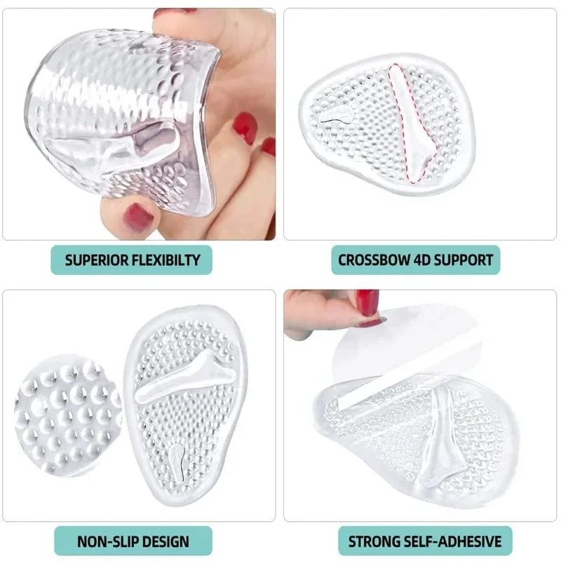 Soft Silicone Forefoot Metatarsal Pads Non-Slip Ball of Foot Cushions for Women High Heels Sandals Pain Relief Comfortable