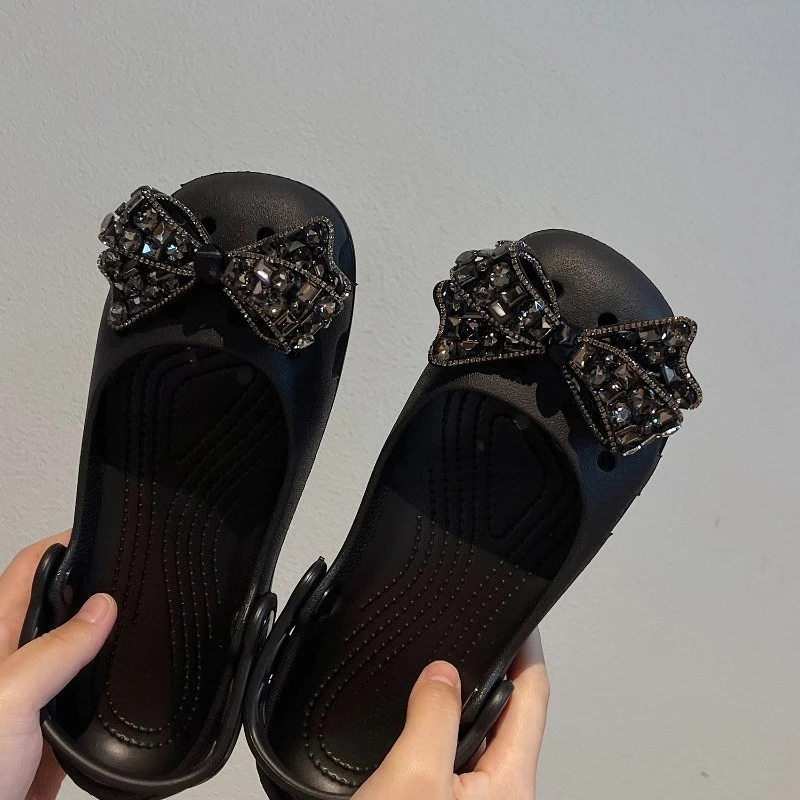 Elegant Bow Shoes Charms Faux Diamond DIY Fashion Ballet Clogs Accessories Suitable for Hole Shoes Sandals Holidays Party Gifts