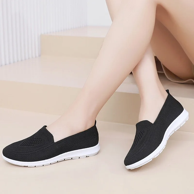 Comfortable casual women's shoes spring and summer breathable fabric uppers solid colors low-cut design soft and outdoor walking