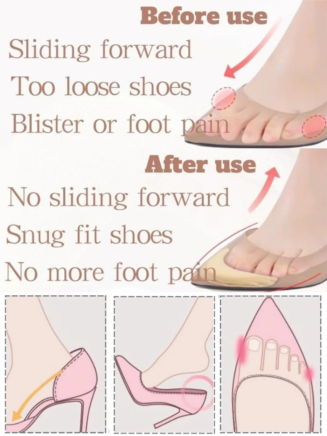 1-4Pairs Sponge Forefoot Insert Pad for Women High Heels Toe Plug Half Sponge Shoes Cushion Feet Filler Insoles Anti-Pain Pads