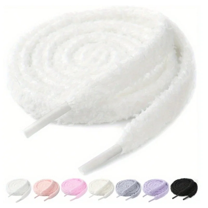 1 Pair of 120cm / 47.24inch Thick Plush Flat Shoelaces, Solid Color Soft Shoelaces, Suitable for Sneakers, Casual Shoes, Fashionable Shoe Accessories, Suitable for Spring and Summer, Bridesmaid Gifts, Travel and Vacation, Cute Little Items