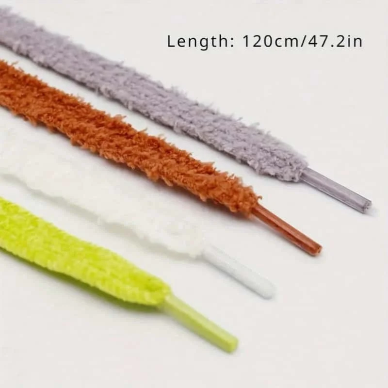 1 Pair of 120cm / 47.24inch Thick Plush Flat Shoelaces, Solid Color Soft Shoelaces, Suitable for Sneakers, Casual Shoes, Fashionable Shoe Accessories, Suitable for Spring and Summer, Bridesmaid Gifts, Travel and Vacation, Cute Little Items