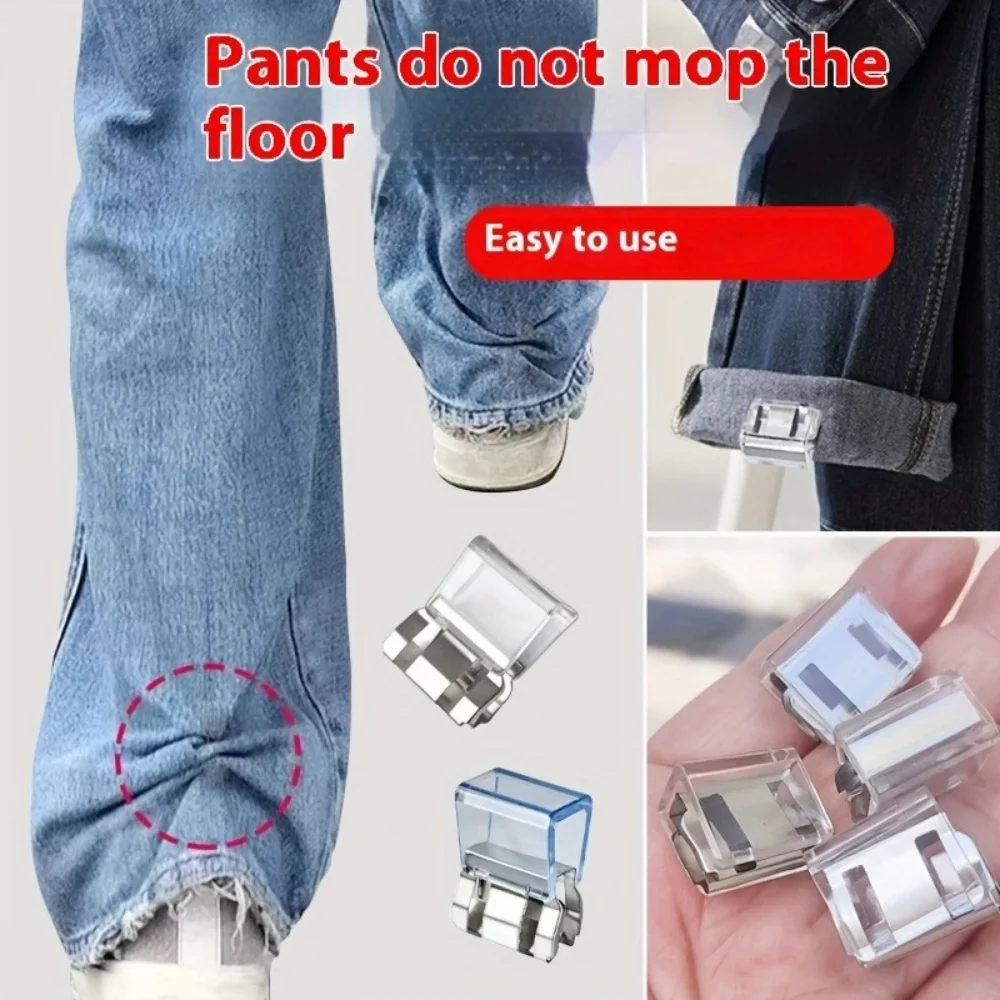 Random Color Invisible Hem Shortening Clips, Anti-Slip Pants Leg Fixing Grips Seamless Hems Buttons Non Slide Shoe
