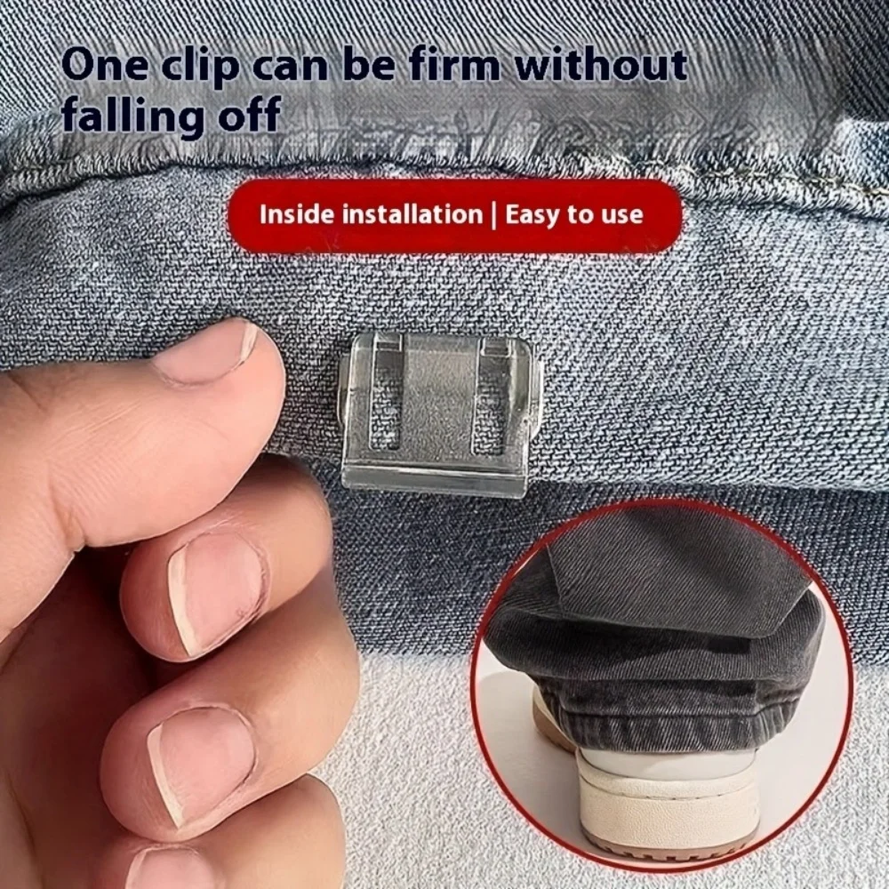 Random Color Invisible Hem Shortening Clips, Anti-Slip Pants Leg Fixing Grips Seamless Hems Buttons Non Slide Shoe