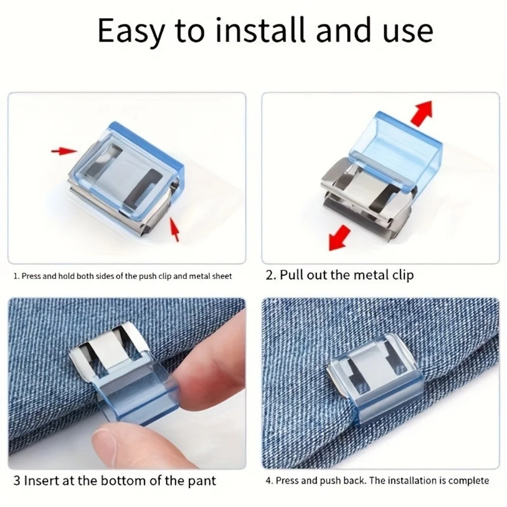 Random Color Invisible Hem Shortening Clips, Anti-Slip Pants Leg Fixing Grips Seamless Hems Buttons Non Slide Shoe