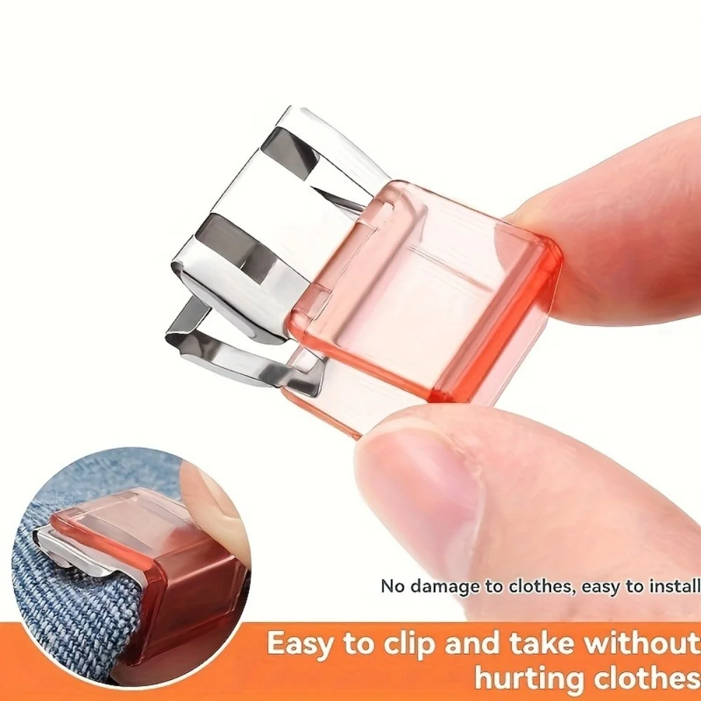 Random Color Invisible Hem Shortening Clips, Anti-Slip Pants Leg Fixing Grips Seamless Hems Buttons Non Slide Shoe