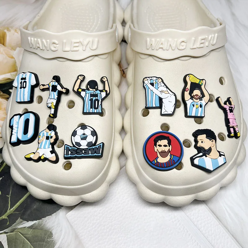 1-16pcs of Football Star Mesi Series Cartoon Shoe Charming Decorative Accessories, Children's Favorite Gifts Shoe Accessories