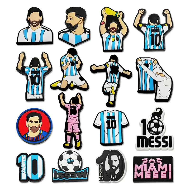 1-16pcs of Football Star Mesi Series Cartoon Shoe Charming Decorative Accessories, Children's Favorite Gifts Shoe Accessories